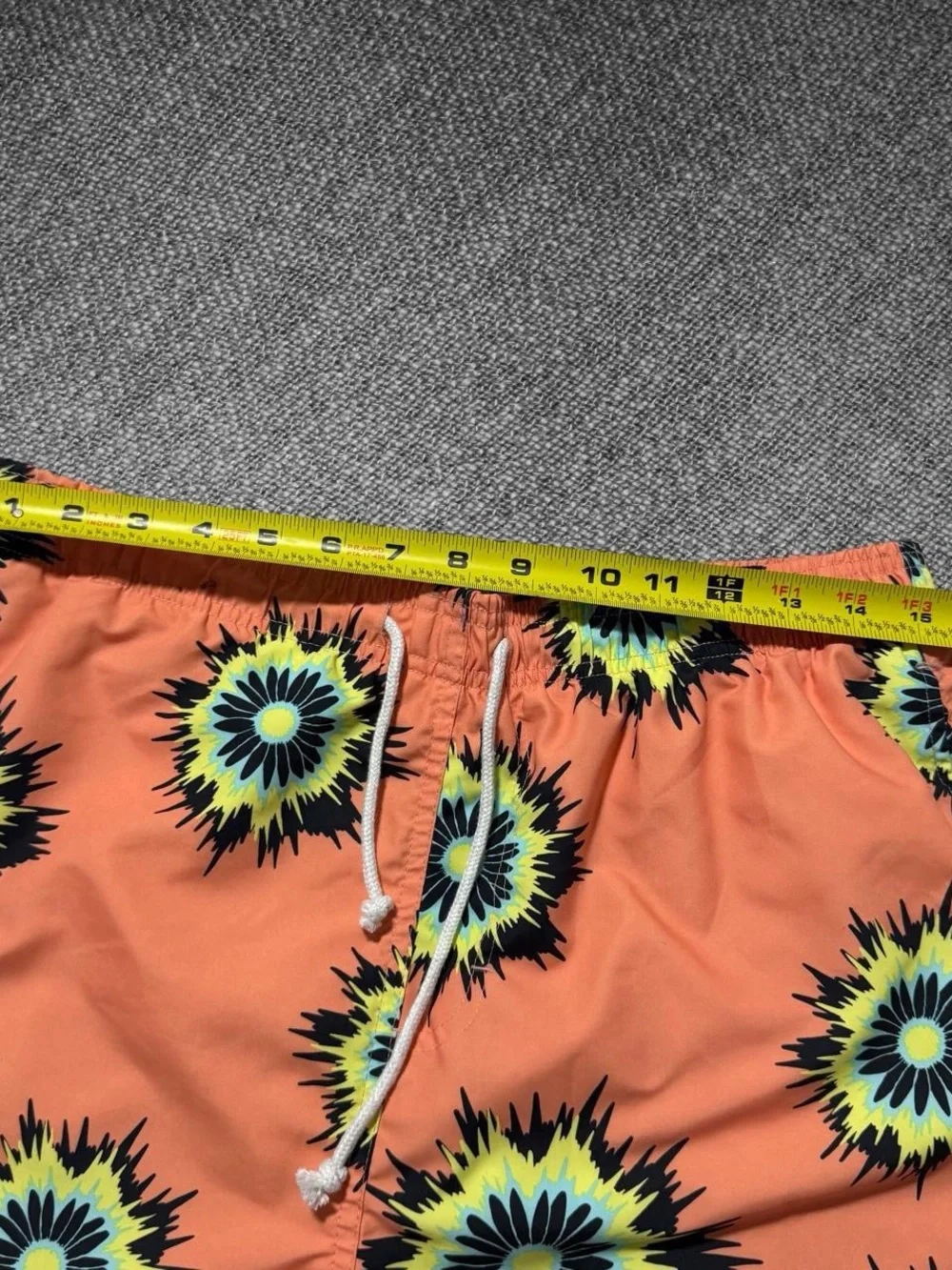 Jake Austin Men’s Large Orange Floral Print Swim Trunks 100% Polyester